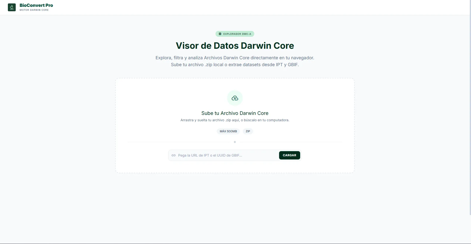 Visualizador Darwin Core